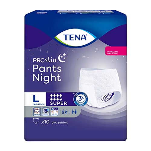 Tena Pants Night Super Proskin Mutandine Assorbenti Taglia L, 10 Pezzi