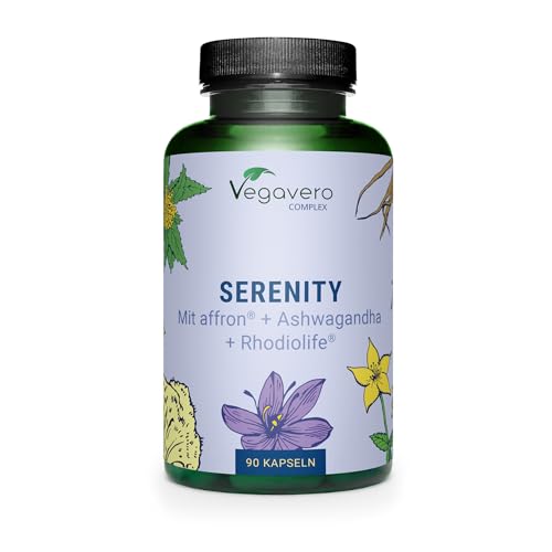 Integratore Con Rhodiola, Ashwagandha, Iperico, Triptofano, Zafferano + Vitamine B | Contro Stanchezza Fisica E Mentale, Stress E Ansia | Vegan E Senz