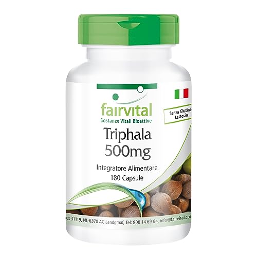 Fairvital | Triphala 500 Mg - 180 Capsule Vegane - Triplo Frutto Ayurvedico - Amalaki, Haritaki, Bibhitaki