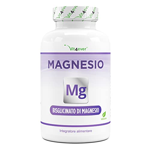 Bisglicinato Di Magnesio - 240 Capsule - Premium: Magnesio Chelato - 155 Mg Di Magnesio Elementare Per Capsula - Vegan - Formula Ad Alto Dosaggio