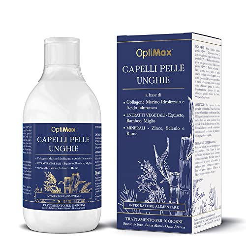 Optima Naturals Optimax Capelli Pelle Unghie - Integratore Liquido Pronto Da Bere A Base Di Estratti Vegetali E Minerali - Per Il Benessere E La Belle