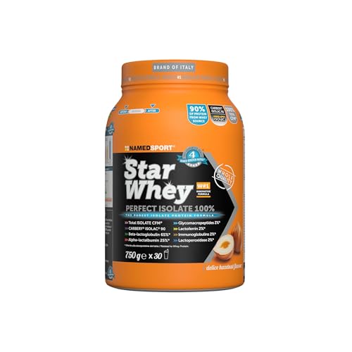 Namedsport Star Whey Isolate Delice Hazelnut 750 G - 100% Proteine Del Siero Del Latte Isolate Di Purissima Qualità Carbery® Isolac 90, Gusto Nocciola