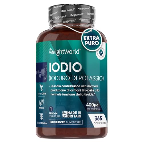 Ioduro Di Potassio - Iodio 365 Compresse 400Mcg - Iodio Integratore Ad Alto Dosaggio - Iodio Puro Contribuisce Alla Normale Funzione Della Tiroide - I