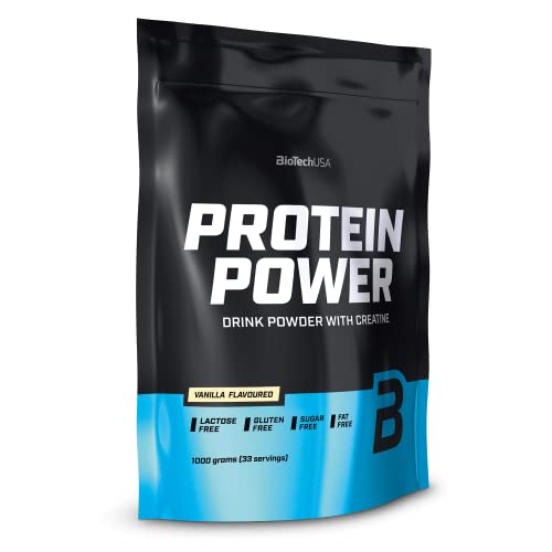 Biotechusa Protein Power - Alto Contenuto Proteico, Senza Zucchero, Senza Lattosio, Senza Glutine E Con Aggiunta Di Creatina, 1000 G, Vaniglia