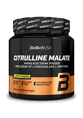 Biotechusa Citrulline Malate Polvere | Aminoacido Essenziale Per Gli Atleti | Senza Zucchero | Senza Glutine | 300 G | Lime
