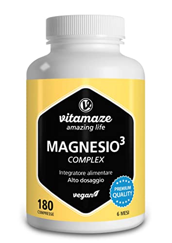 Vitamaze® Magnesio Completo 350 Mg, 180 Compresse Per 6 Mesi Con Magnesio Citrato + Carbonato Di Magnesio + Ossido Di Magnesio) Eccellente Biodisponib