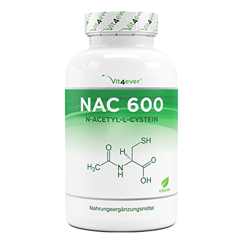 Nac - N-Acetil L-Cisteina 180 Capsule Da 600 Mg Ciascuna - Scorta Di 6 Mesi - Vegano - Altamente Dosato - Qualità Premium