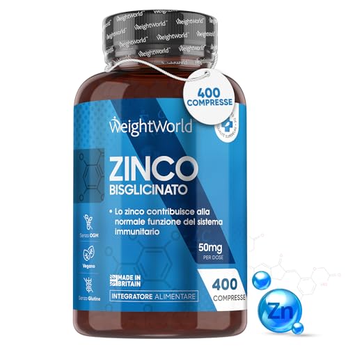 Zinco Integratore In 400 Compresse Di Zinco Bisglicinato Vegano (Scorta Per 13 Mesi), Integratore Di Zinco Puro Ad Alto Dosaggio, Pelle, Capelli, Ungh