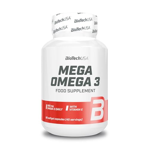 Biotechusa Mega Omega 3 Capsule Morbide | 70% Epa E Dha | Normale Salute Del Cervello E Del Cuore | Aggiunta Di Vitamina E, 90 Capsule