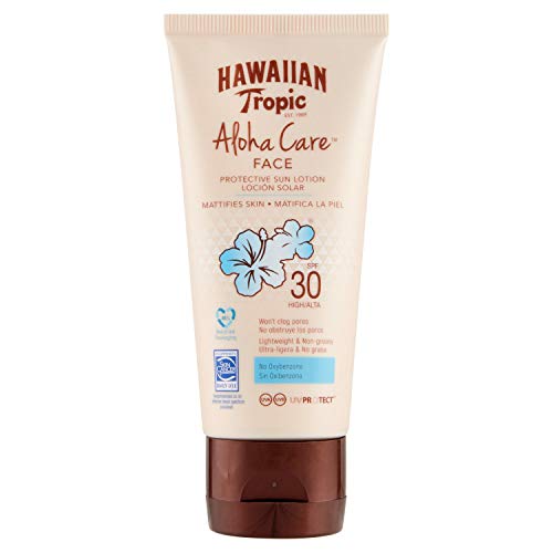 Hawaiian Tropic - Aloha Care Spf 30 Viso - Lozione Viso Solare Protettiva Ecosostenibile - 90 Ml