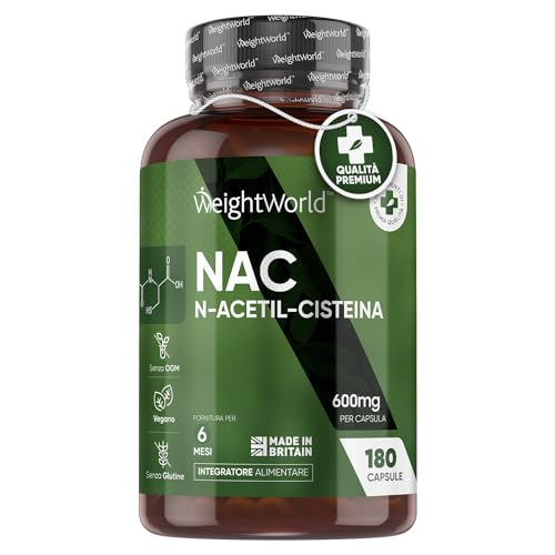 Nac N-Acetil-Cisteina, 180 Capsule Nac 600Mg (6 Mesi), Precursore Del Glutatione, 1 Capsula Al Giorno, Alto Dosaggio Di N Acetilcisteina - Nac 600 Int