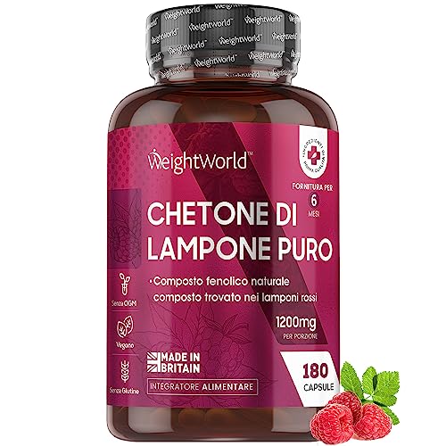 Raspberry Ketone Pure 1200Mg - Chetoni Esogeni Di Lampone Ad Alto Dosaggio In 180 Capsule Vegane (6 Mesi) - Integratore Chetoni Senza Glutine Per Diet