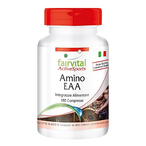 Fairvital | Amino Eaa - 180 Compresse - Aminoacidi Essenziali - Fenilalanina, Triptofano, Treonina, Lisina, Valina, Metionina, Leucina E Isoleucina -
