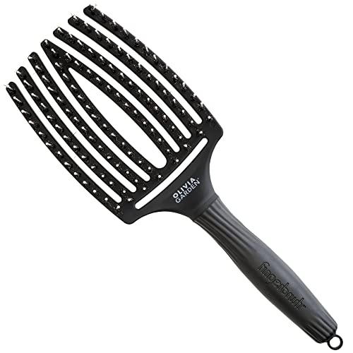 Olivia Garden - Fingerbrush Combo Large - Cepillo Pelo Largo - Antitirones Per Cabello Seco Y Desenredado - Cerdas Jabalí Y Nylon Para Un Brillo Natur