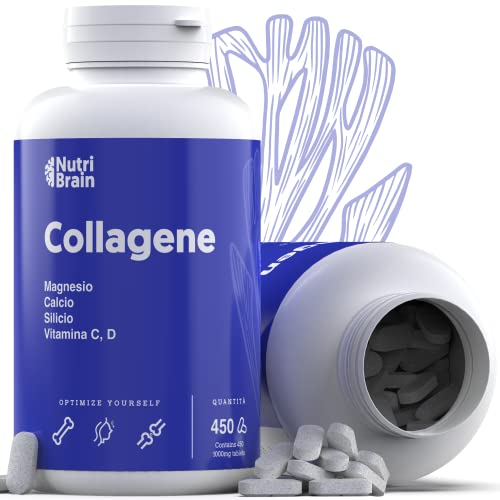 450 Comp Collagene Idrolizzato Xxl (6 Mesi) | Con Magnesio, Vitamina C, Vitamina D, Calcio, Silicio Organico | Per Articolazioni, Pelle, Capelli, Musc