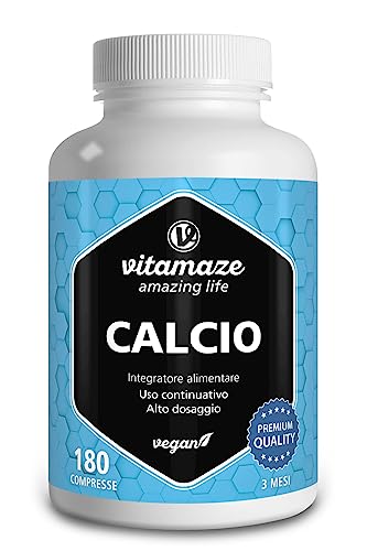 Calcio Integratore Vegano Ad Alto Dosaggio, 180 Compresse Per 3 Mesi, 800 Mg Di Carbonato Di Calcio Per Dose Giornaliera, Calcium Minerale Integratori