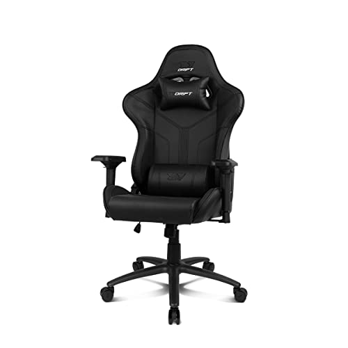 Drift Gaming Chair Dr350 -Dr350Bk - Sedia Da Gioco Professionale, Similpelle, Braccioli 4D, Rotelle Silenziose, Pistone Classe 4, Inclinazione, Cuscin