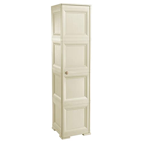 Tontarelli S.P.A. Colonnina 4 Moduli Ante Lisce Mobile Contenitore, Angora, 43X40X164 Cm