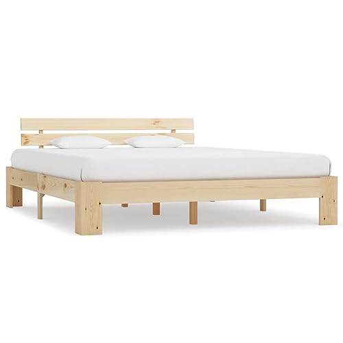 Vidaxl Giroletto Classico Elegante Robusto Struttura Telaio Letto Naturale 160X200 Cm Con Testiera Doghe In Compensato Legno Massello Pino