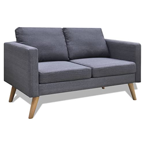Vidaxl Divano In Tessuto A 2 Posti Grigio Scuro Divanetto Sofa Arredo Casa