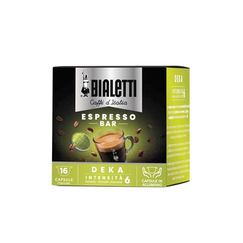 Bialetti Caffè D'Italia, Box 16 Capsule, Decaffeinato, Intensità 6, Compatibili Con Macchine Bialetti Sistema Chiuso, 100% Alluminio