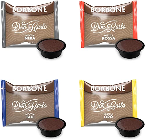 Mix 200 Capsule Caffè Borbone Don Carlo - 50 Miscela Nera - 50 Miscela Rossa - 50 Miscela Blu - 50 Miscela Oro - Compatibili A Modo Mio