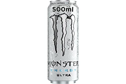 Monster Energy Ultra White – 1 Lattina Da 500 Ml, Energy Drink Zero Zuccheri E Poche Calorie, Bevanda Energetica Dal Gusto Leggero E Rinfrescante Di A