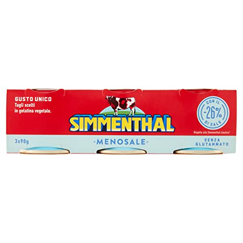 Simmenthal - Carne In Scatola Di Bovino Magra Lessata Meno Sale Con Gelatina Vegetale E Miele, 3 Lattine Da 90 Gr