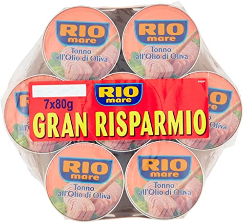 Donazione A Banco Alimentare - Rio Mare Tonno All'Olio Di Oliva, Qualità Pinne Gialle, 7 Lattine Da 80 G