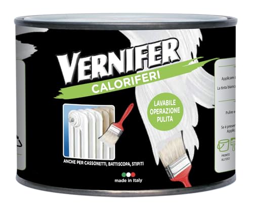 Arexons 4906 Vernifer Caloriferi, Bianco Satinato, Prodotto Verniciante 500 Ml, Vernice A Smalto Pronta All'Uso, Per Caloriferi, Stipiti, Battiscopa,