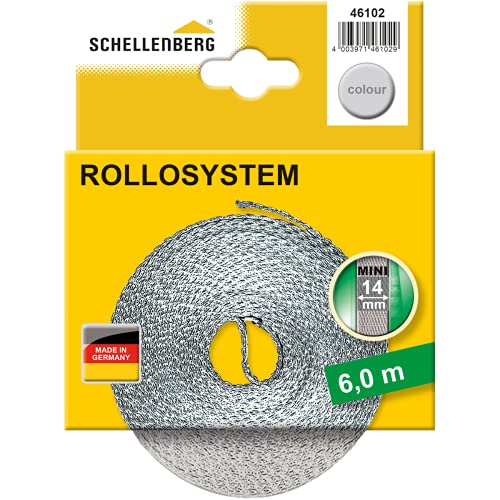 Schellenberg 46102 Cintino Avvolgibili 14 Mm X 6 M-Sistema Mini, Cinghia Tapparella Grigio