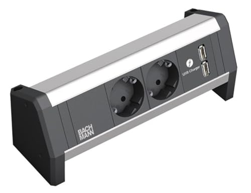 Bachmann – Ciabatta Multipresa Desk Tavolo 2 X Schukos Nero + 2 X Usb Caricabatterie