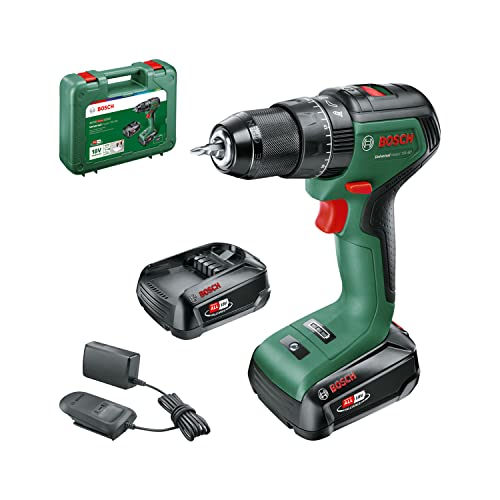 Bosch Home And Garden Trapano Con Percussione A Batteria Universalimpact 18V-60 (2 Batterie Da 2,0 Ah, Sistema 18 Volt, In Valigetta