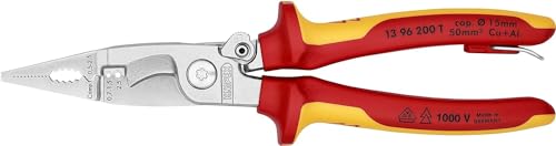 Knipex Pinza Per Elettroinstallazioni Cromata, Isolante, Collaudati Vde; Incorporato Per Agganciare Una Protezione Anticaduta 200 Mm 13 96 200 T