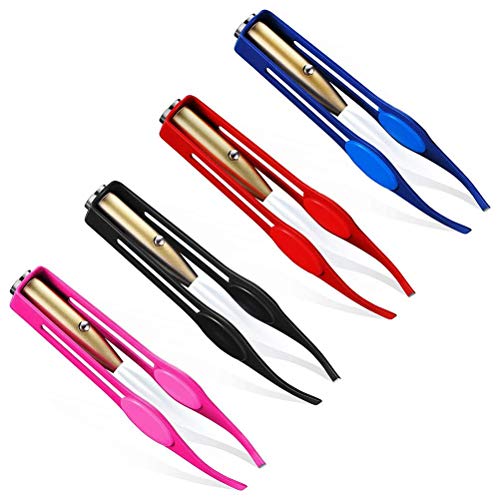 Set Di Pinzette, 4 Pinzette In Acciaio Inossidabile Con Luce Led, Pinzetta Di Precisione, Per Trucco, Ciglia, Sopracciglia, Depilazione