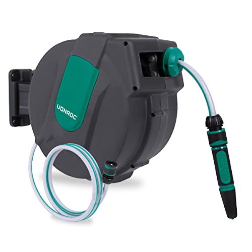 Vonroc Avvolgitubo Automatico – Include Tubo Da Giardino Da 15 M, Ugello E Raccordi