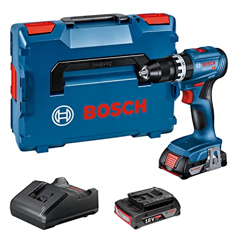Bosch Professional 18V System Trapano Avvitatore Con Percussione A Batteria Gsb 18V-45 (Velocità Di Rotazione Di 1.900 Giri/Min, 2 Batterie Da 2.0 Ah,