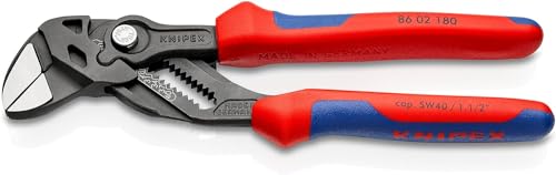 Knipex Pinza Chiave Pinza E Chiave In Un Unico Utensile Bonderizzata Grigia, Rivestiti In Materiale Bicomponente 180 Mm 86 02 180