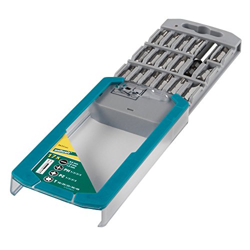 Wolfcraft Bit-Box Con Impronta A Taglio / A Croce (Ph/Pz) / Torx® (T), 17 Pezzi I 8633000 I 16 Inserti Solid Di Diverse Dimensioni, Portainserto Inclu
