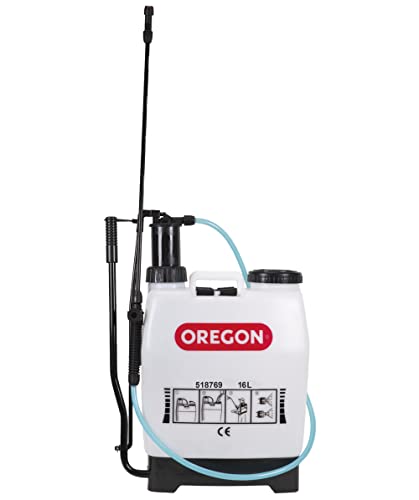 Oregon Zaino Spruzzatore A Pressione Per Diserbante Da Giardino, Con Lancia Idropulitrice E 2 Ugelli Spray Regolabili, 16 Litri