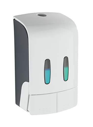 Wenko Dispenser Doppio Tartas Bianco Per Sapone E Disinfettante, Igienico Dispenser Da Parete Per Liquido Disinfettante, Ecc. Senza Uso Del Trapano, C