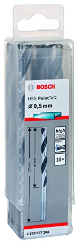 Bosch Accessories 2608577263 Hss Pointteq (9,5 X 81 X 125 Mm) - Set Da 10 Pezzi Di Punte Elicoidali Per Trapano Per Metallo, Acciaio, Fusione O Plasti