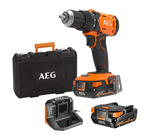 Aeg Bsb-18-G4 Trapano A Percussione 18V, 2 Batterie Da 2.0Ah, Fino A 60 Nm Di Coppia E 30.400 C/Min, Con 24 Regolazioni Di Frizione, Mandrino Di 13Mm,