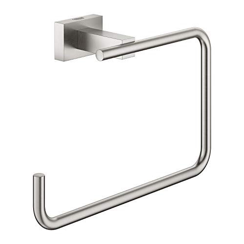 Grohe 40510Dc1 Essentials Cube Porta Salviette Ad Anello, Grigio Satinato