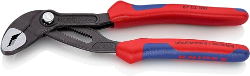 Knipex Cobra Pinza Regolabile Di Nuova Generazione Per Tubi E Dadi Bonderizzata Grigia, Rivestiti In Materiale Bicomponente 180 Mm (Confezione Self-Se