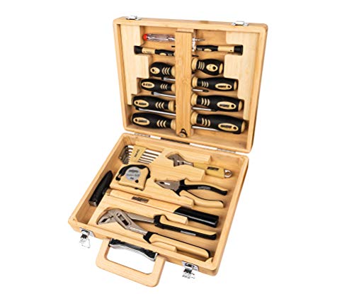 Brüder Mannesmann Werkzeuge M29001 Tlg. Werkzeugkoffer 24-Piece Set. Bamboo Tool Box