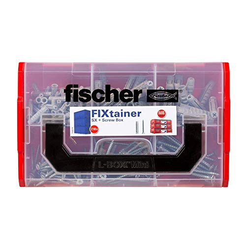 Fischer Fixtainer Sx + Viti, Valigetta 105 Tasselli Con Vite Per Fissaggio Su Muro Pieno E Mattone Forato, 534084