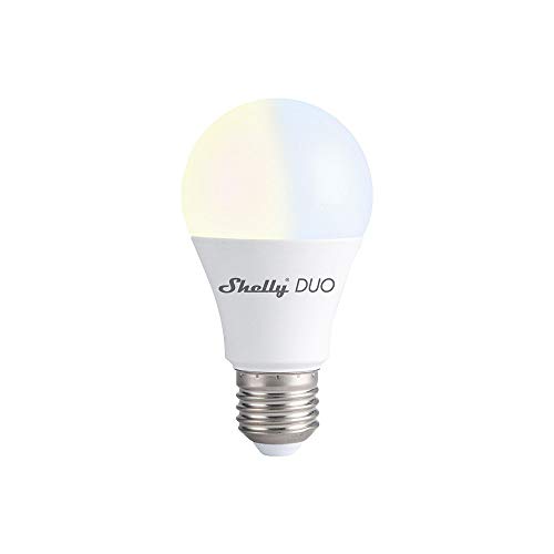 Shelly Duo E27 Lampadina Led Smart Wi-Fi A Controllo Vocale, Compatibile Con Alexa E Google Home, Dimmerabile, 800Lmn Di Intensità Luminosa, Attacco E