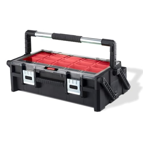 Keter 17185073 Scatola Master Pro Serie Cantilever 55,88 Cm, In Plastica, Rosso/Argento