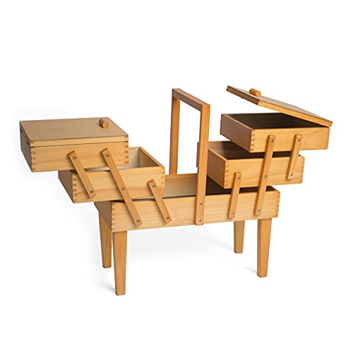 Hobbygift Gb8550 Scatola Di Legno Per Cucito, Artigianato E Hobby, Light Shade Wooden, 21,2 X 41,9 X 44,7Cm (Open 21,2 X 75 X 44,7Cm)